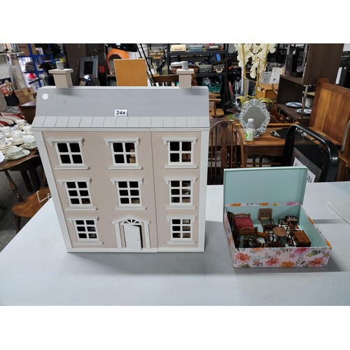 341 - Good quality Victorian style wooden dolls house with front opening complete with a very large quanti... 