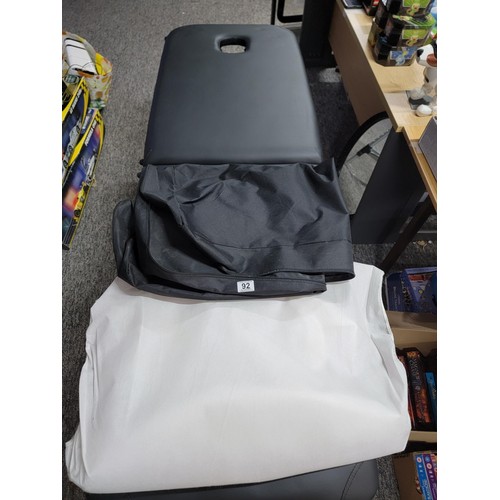 92 - Fox Hunter massage table, excellent condition with original carry bag in good order folds flat for e... 