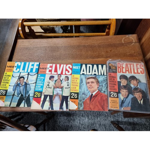 346 - 4x rare vintage pop music related books to include Meet The Beetles, Adam, Elvis, Cliff to include i... 