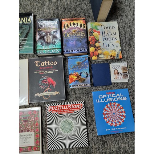 94 - 2x boxes of books inc Dictionaries, Tattoo design book, cook books, fiction etc