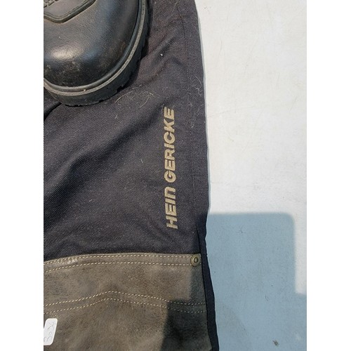 98 - Pair of good quality Spada Motorcycle boots size 9 along with a pair of motorcycle trousers with kne... 