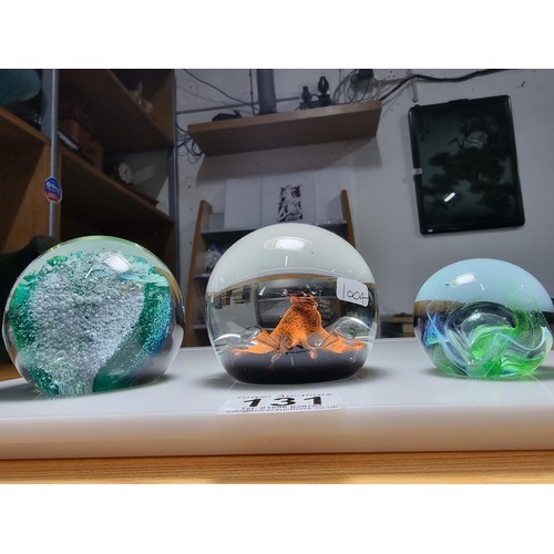 131 - 3x good quality Caithness paperweights to include wave crest, a moonflower and moon crystal. All in ... 