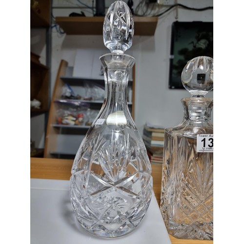 134 - 4 good glass decanters to include 3 lead crystal decanters, 1 by Irena Poland 24% lead crystal, a cr... 