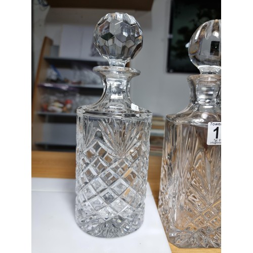 134 - 4 good glass decanters to include 3 lead crystal decanters, 1 by Irena Poland 24% lead crystal, a cr... 