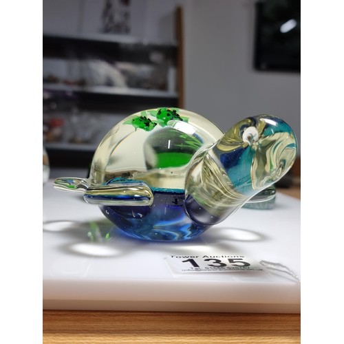 135 - A collection of 6 good glass paperweights to include an unusual turtle formed paperweight with 2 bab... 