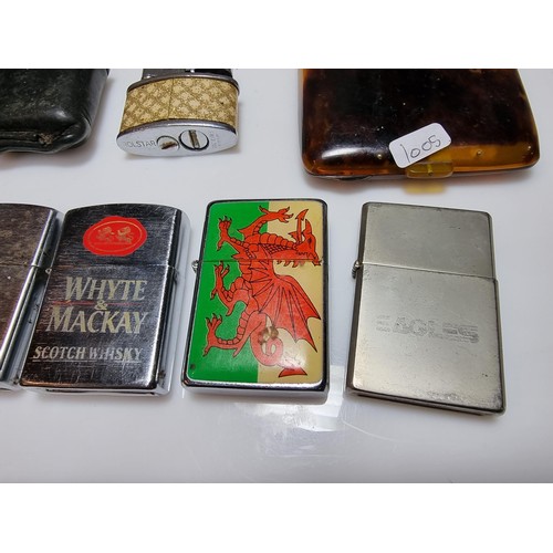 138 - A collection of 8x various collectable lighters along with a faux tortoise shell cigarette case, all... 