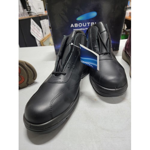 102 - Pair of boxed as new AboutBlu steel toe capped work boots size UK 12 along with a pair of boots size... 