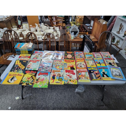 356 - Large collection of 40x annuals, titles include Beezers, Oor Wulli, Broons, Beril the Peril etc alon... 