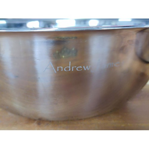 359 - A quantity of good quality stainless steel catering items including a set of 5 graduated bowls stamp... 