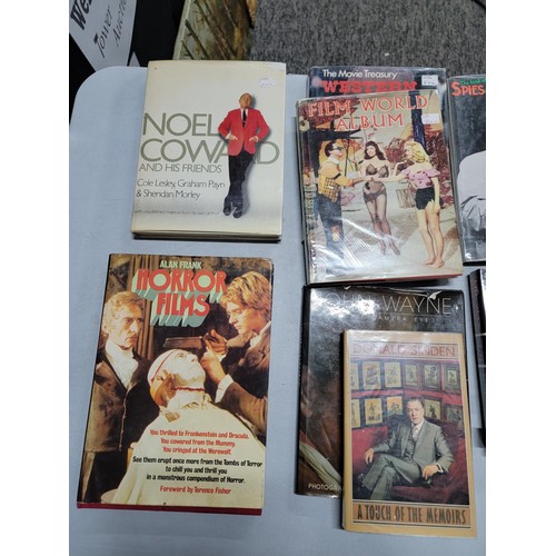 108 - Collection film related  and auto biography books, inc John Wayne, Noel Coward, Film guide, Naked Ho... 