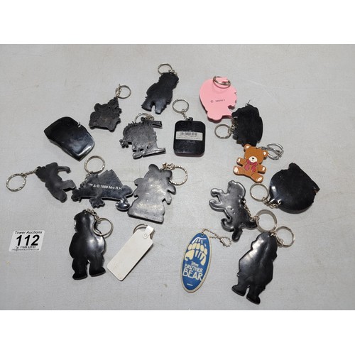 112 - Collection of 17x rubber key rings, inc Dalmation, Homer Simpson, Blackpool Tower, Mr Rush etc