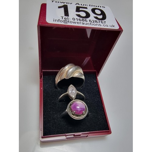 159 - A bundle of 3x 925 silver rings all in excellent clean condition and boxed. Sizes L.5, N and P.