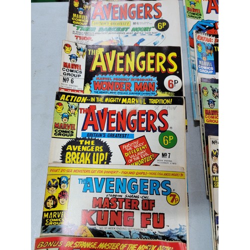 344 - Collection of 46x Avengers comics no.s 4 - 57 not inclusive, dating from 1973 - 1974, (bronze age) a... 