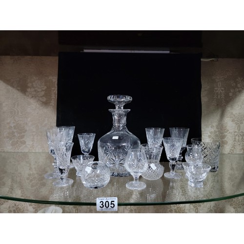 305 - Quantity of 15x cut glass crystal pieces inc Edinburgh cut glass crystal all in good order inc decan... 