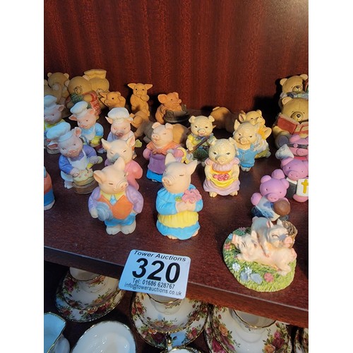 320 - Large collection of pig and teddy bear figurines inc The Aristocrat collection and the Andrew Browns... 