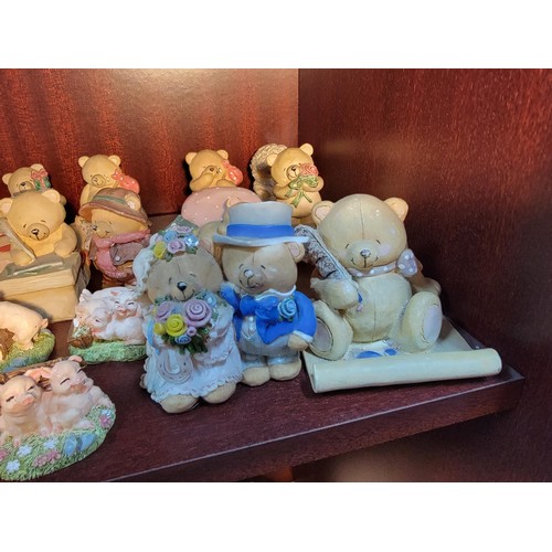 320 - Large collection of pig and teddy bear figurines inc The Aristocrat collection and the Andrew Browns... 