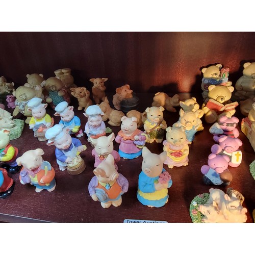 320 - Large collection of pig and teddy bear figurines inc The Aristocrat collection and the Andrew Browns... 