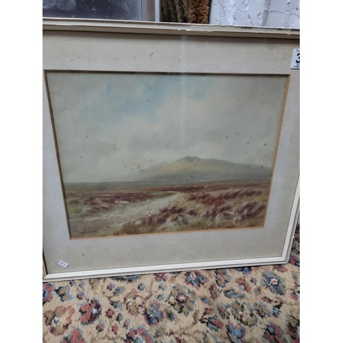 325 - 3x framed and glazed watercolours inc Cox Tor, River Lye  and Morcombe Bay, some foxing to the pictu... 