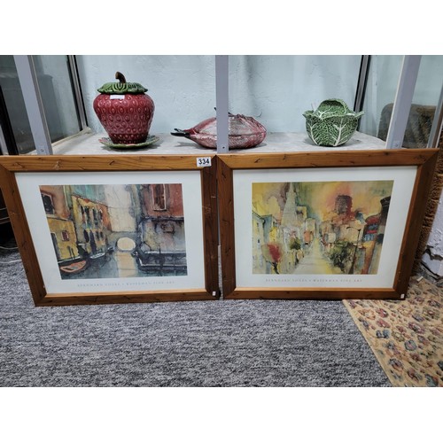 334 - Pair of framed and glazed Bernhard Vogel Waterman Art Prints in good order with good quality wooden ... 