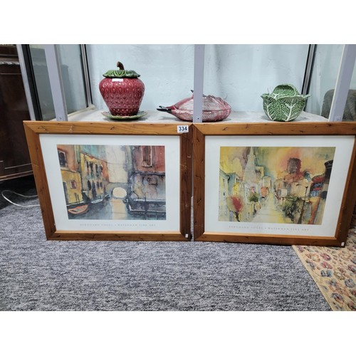 334 - Pair of framed and glazed Bernhard Vogel Waterman Art Prints in good order with good quality wooden ... 