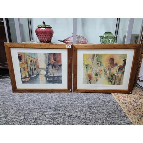 334 - Pair of framed and glazed Bernhard Vogel Waterman Art Prints in good order with good quality wooden ... 