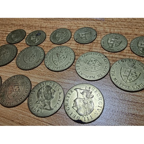 234 - Collection of 15 x antique gaming tokens in the form of Guinea's.