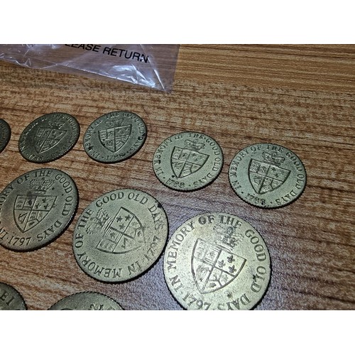 234 - Collection of 15 x antique gaming tokens in the form of Guinea's.