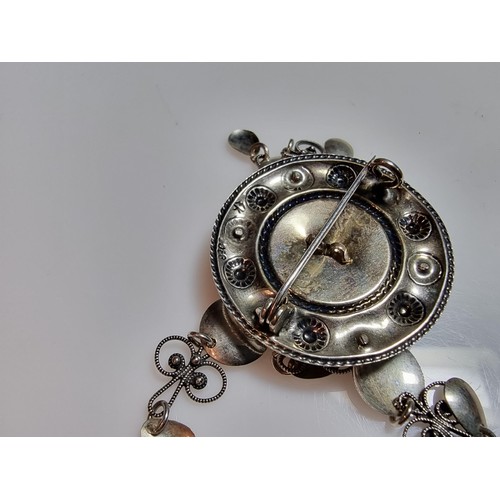 215 - An ornate vintage Norwegian 830 silver Solje pin brooch, signed by the maker, in excellent condition... 