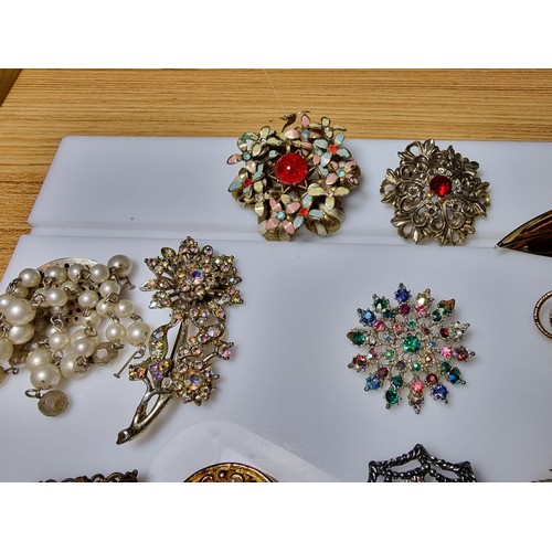 229 - A large collection of costume jewellery to include many various brooches (some with ornate designs) ... 