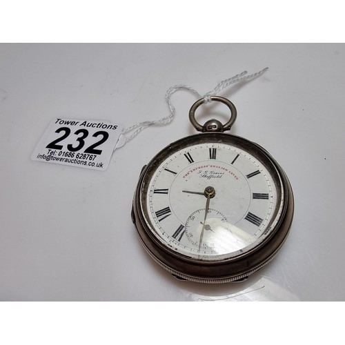 232 - An antique hallmarked silver pocket watch, the express English lever J.G. Graves Sheffield, hallmark... 