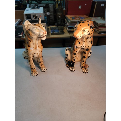 265 - 2x ceramic figures one of a Cheetah and one of a Leopard tallest piece stands at 37cm