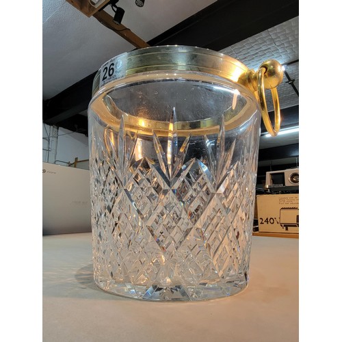 269 - Large heavy cut glass crystal ice bucket in good order height 21cm  diameter 19cm