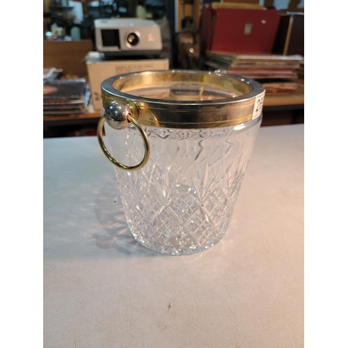 269 - Large heavy cut glass crystal ice bucket in good order height 21cm  diameter 19cm