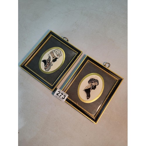 273 - 2x framed and signed silhouette's by  Enid Elliot Linder both in good order with gilded mount to the... 