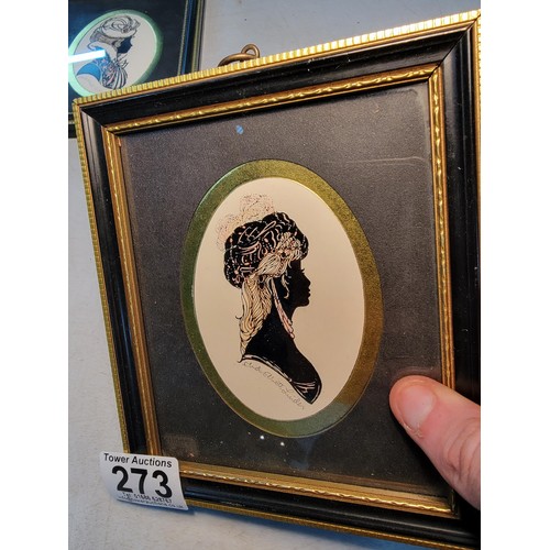 273 - 2x framed and signed silhouette's by  Enid Elliot Linder both in good order with gilded mount to the... 