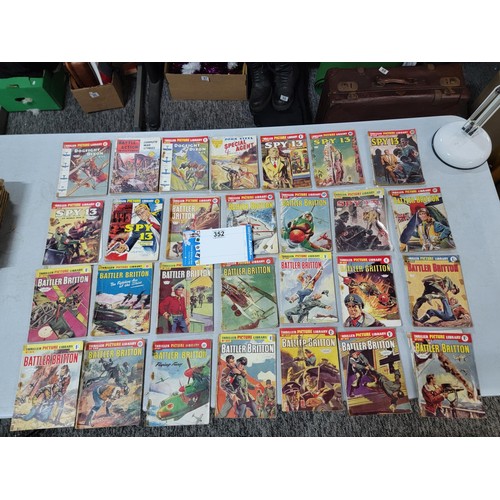 352 - Quantity of vintage 18x Battle Britton small A5 size comics  along with 6x Spy 19 comics etc all hav... 