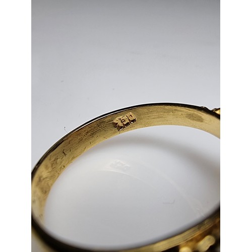 248 - A beautiful 18ct yellow gold ornate ring inset with a large oval genuine white opal stone having fie... 