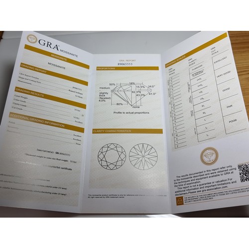 253 - A 10ct moissanite diamond with a diameter of 14mm with full report, the moissanite has a colour grad... 