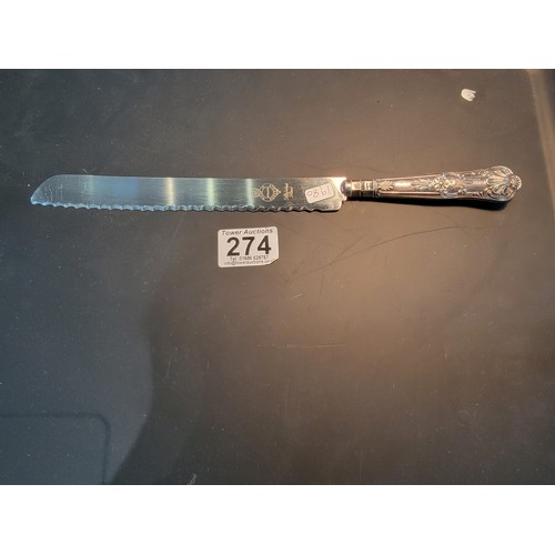 274 - Harrison Brothers hall marked Sheffield Silver handled 1963 cake knife in good order hallmarked to t... 