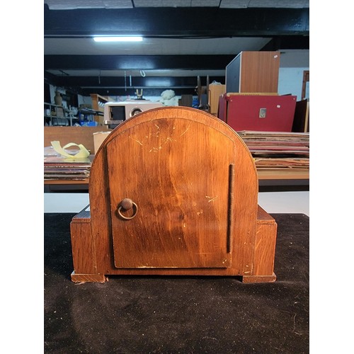 277 - Good quality wooden mantel clock with 8 day movement by Davall with one hole to the front platform e... 