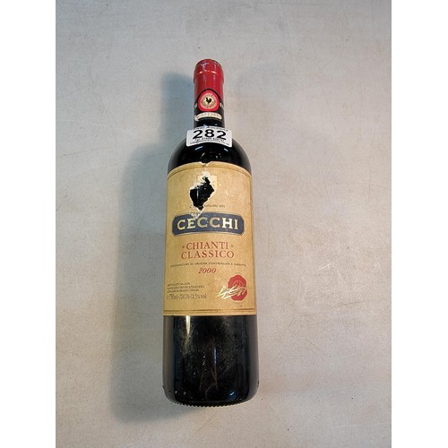 282 - Vintage bottle of Cecchi Chianti red wine 2000, always stored correctly