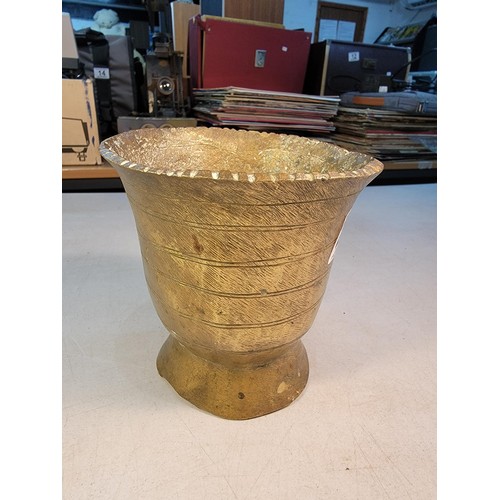 285 - Large Unusual Antique Bronze Pot, hand made 10cm high 13cm diameter