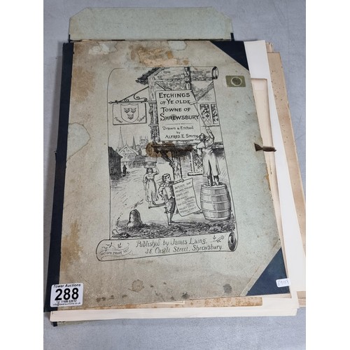 288 - Vintage folder  containing a large quantity of etchings and prints, along with original work inc Ric... 