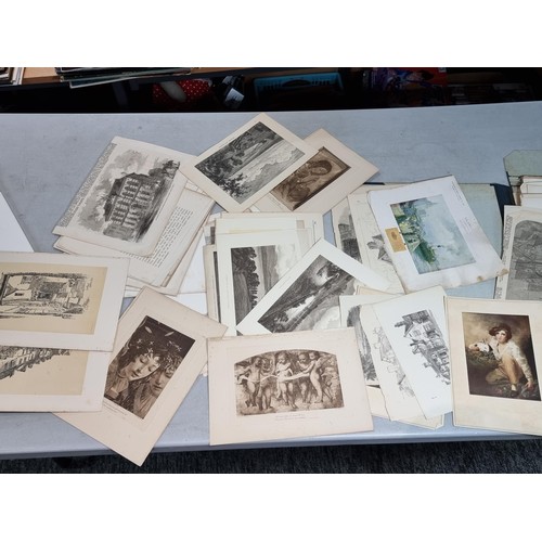 288 - Vintage folder  containing a large quantity of etchings and prints, along with original work inc Ric... 