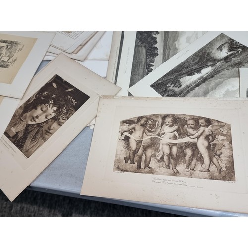 288 - Vintage folder  containing a large quantity of etchings and prints, along with original work inc Ric... 