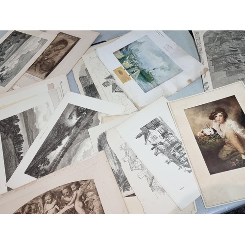 288 - Vintage folder  containing a large quantity of etchings and prints, along with original work inc Ric... 