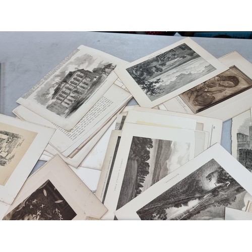 288 - Vintage folder  containing a large quantity of etchings and prints, along with original work inc Ric... 