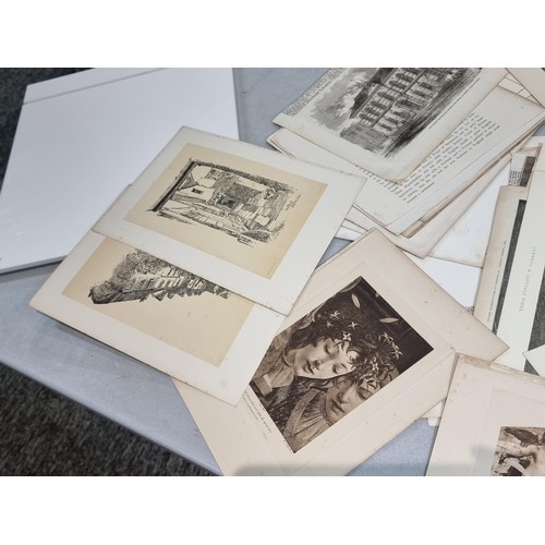 288 - Vintage folder  containing a large quantity of etchings and prints, along with original work inc Ric... 