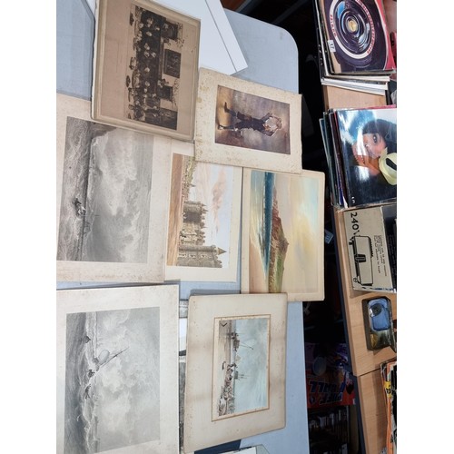 288 - Vintage folder  containing a large quantity of etchings and prints, along with original work inc Ric... 