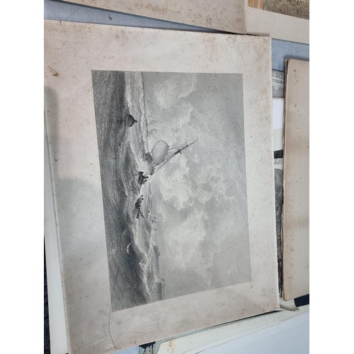 288 - Vintage folder  containing a large quantity of etchings and prints, along with original work inc Ric... 